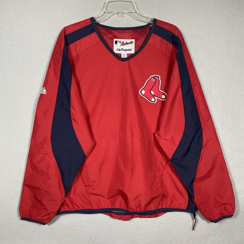 Boston Red Sox Jacket Men‎ Medium Majestic Red MLB Baseball Warm Up Pullover